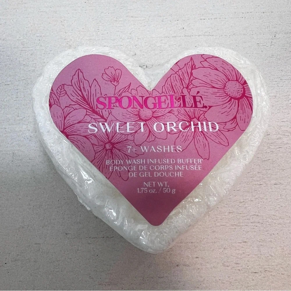 SPONGELLE Body Wash Buffer Bath Sponge Gift Heart Sweet Orchid Multi Use NWT